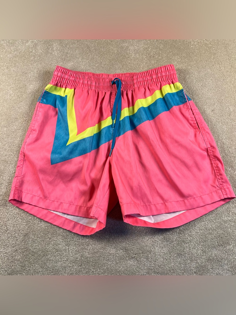 Chubbies Swim Trunks Pink Blue Yellow Men's Large